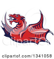 Poster, Art Print Of Cartoon Angry Red Dragon Flying