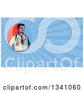 Clipart Of A Retro Male Doctor Or Veterinarian And Blue Rays Background Or Business Card Design Royalty Free Illustration by patrimonio
