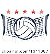 Poster, Art Print Of Volleyball And Net With Red Stars