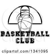 Clipart Of A Black And White Basketball And Hoop With Text Royalty Free Vector Illustration