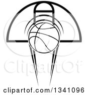 Clipart Of A Black And White Basketball And Hoop Royalty Free Vector Illustration by Vector Tradition SM