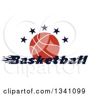 Clipart Of A Basketball With Black Stars And Text Royalty Free Vector Illustration