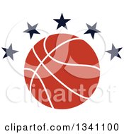 Poster, Art Print Of Basketball With Black Stars
