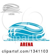Poster, Art Print Of Gray And Blue Sports Stadium Buildings With Text
