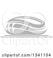 Clipart Of A Grayscale Sports Stadium Building 4 Royalty Free Vector Illustration