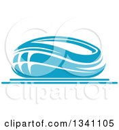 Clipart Of A Blue Sports Stadium Building Royalty Free Vector Illustration