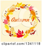 Poster, Art Print Of Colorful Autumn Leaf Wreath With Text 10