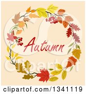 Poster, Art Print Of Colorful Autumn Leaf Wreath With Text 11