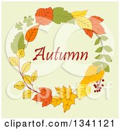 Poster, Art Print Of Colorful Autumn Leaf Wreath With Text 12