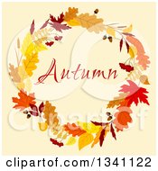 Poster, Art Print Of Colorful Autumn Leaf Wreath With Text 14