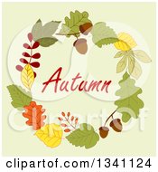 Poster, Art Print Of Colorful Autumn Leaf Wreath With Text 13