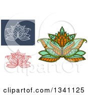 Poster, Art Print Of Beautiful Henna Lotus Flowers