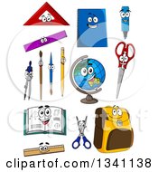 Cartoon School Supply Characters