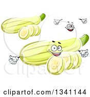 Poster, Art Print Of Cartoon Face Hands And Zucchini