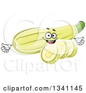 Clipart Of A Cartoon Zucchini Character And Slices Royalty Free Vector Illustration