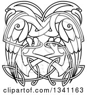 Poster, Art Print Of Black And White Lineart Celtic Knot Cranes Or Herons