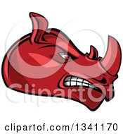 Poster, Art Print Of Cartoon Angry Red Rhinoceros Head In Profile 4
