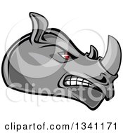 Poster, Art Print Of Fierce Gray Rhino With Red Eyes Facing Right 3