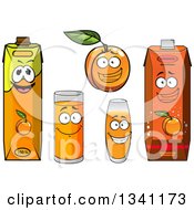 Poster, Art Print Of Cartoon Apricot Character And Juices 3