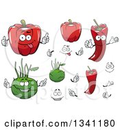 Clipart Of Pepper And Kolhrabi Vegetables Royalty Free Vector Illustration