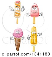 Clipart Of Cartoon Popsicles And Waffle Ice Cream Cone Royalty Free Vector Illustration