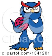 Clipart Of A Cartoon Blue Owl Holding A Bowling Ball Royalty Free Vector Illustration