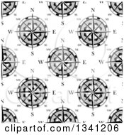 Clipart Of A Seamless Pattern Background Of Black And White Compasses 6 Royalty Free Vector Illustration