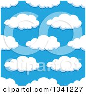 Poster, Art Print Of Seamless Pattern Background Of Puffy Clouds In A Blue Sky 9