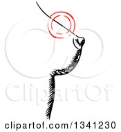 Clipart Of A Sketched Side View Of A Female Breast With A Cancer Target Royalty Free Vector Illustration