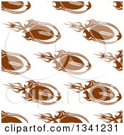 Poster, Art Print Of Background Pattern Of Seamless Brown Flying Footballs On White 2
