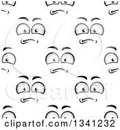 Clipart Of A Seamless Background Pattern Of Grayscale Angry Faces Royalty Free Vector Illustration