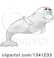 Poster, Art Print Of Cartoon Happy White Beluga Whale