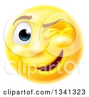 Clipart Of A 3d Yellow Smiley Emoji Emoticon Face Winking Royalty Free Vector Illustration