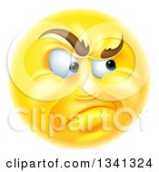 Clipart Of A 3d Yellow Smiley Emoji Emoticon Face Looking Skeptical Royalty Free Vector Illustration