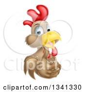 Poster, Art Print Of Happy Brown Chicken Or Rooster Giving A Thumb Up
