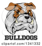 Poster, Art Print Of Growling Aggressive Bulldog Mascot Face Over Text