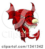 Cartoon Red Welsh Dragon Mascot