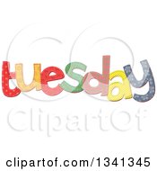 Clipart Of A Patterned Stitched Tuesday Day Of The Week Royalty Free Vector Illustration