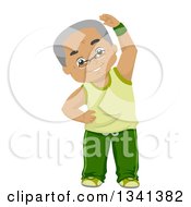 Clipart Of A Happy Fit Senior Black Man Stretching Royalty Free Vector Illustration
