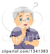 Clipart Of A Forgetful Caucasian Senior Man Trying To Remember Royalty Free Vector Illustration by BNP Design Studio