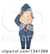 Poster, Art Print Of Cartoon Senior White Male Veteran Saluting In His Suit