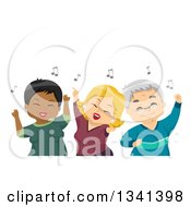 Poster, Art Print Of White And Black Senior Citizens Having Fun And Dancing At A Party