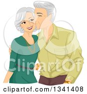 Clipart Of A Loving Senior Caucasian Man Kissing His Wife On The Cheek Royalty Free Vector Illustration
