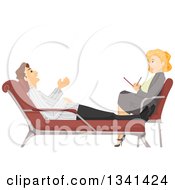 Poster, Art Print Of Red Haired White Female Therapist Talking To A Patient
