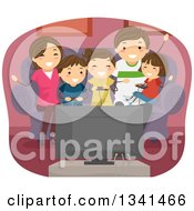 Poster, Art Print Of Happy Caucasian Family Playing Video Games Together