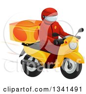 Poster, Art Print Of Fast Food Delivery Driver On A Motorcycle