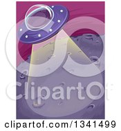 Poster, Art Print Of Purple Ufo Shining A Beam Down On A Planet