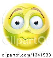 Clipart Of A 3d Yellow Smiley Emoji Emoticon Face About To Vomit Royalty Free Vector Illustration