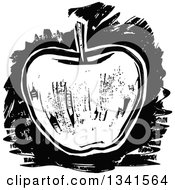 Poster, Art Print Of Black And White Woodcut Styled Apple