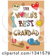 Poster, Art Print Of Doodled The Worlds Best Grandad Occasion Design Over Purple